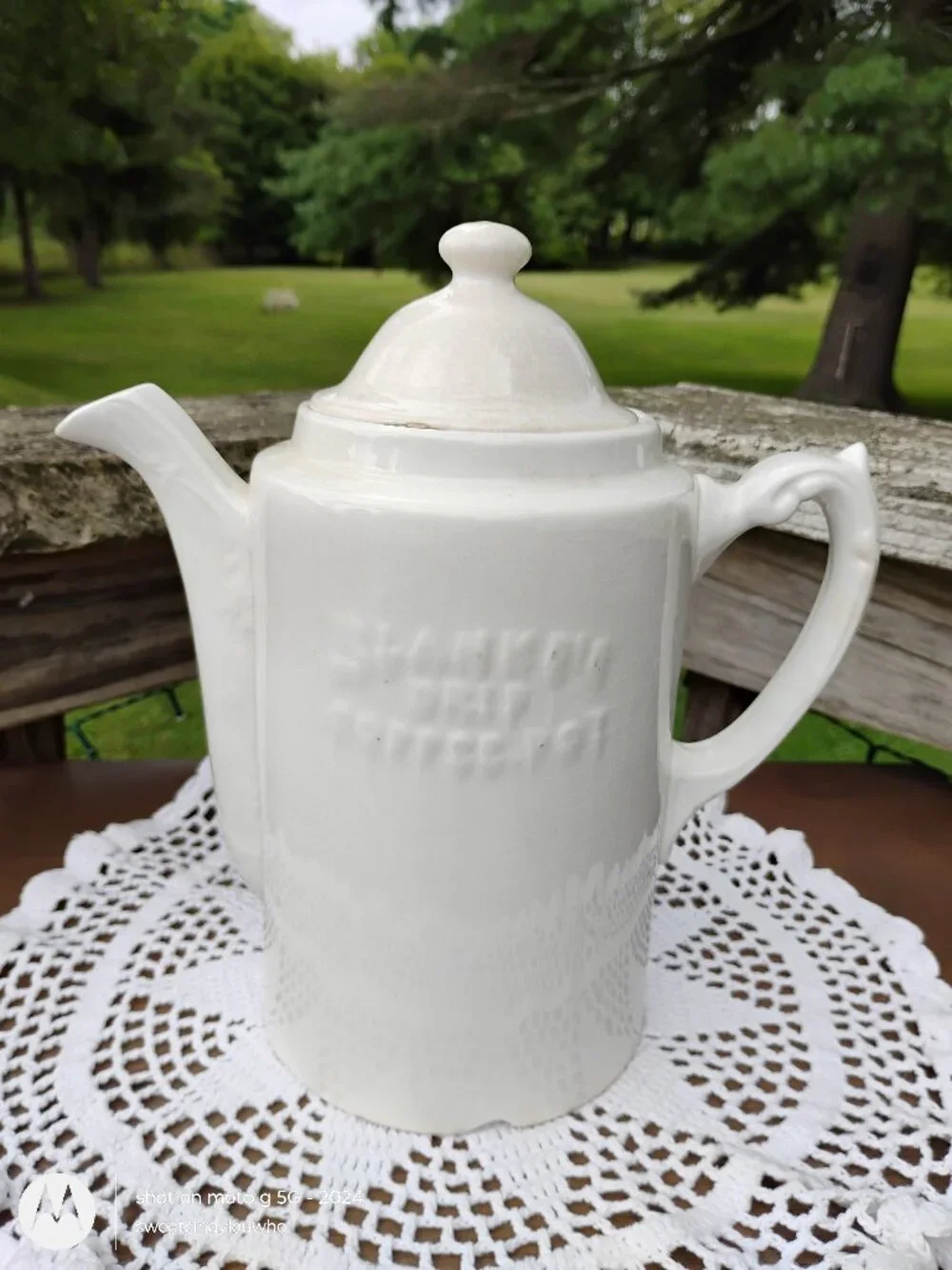Blanke's Drip Coffee pot antique white ironstone no percolator turn of century